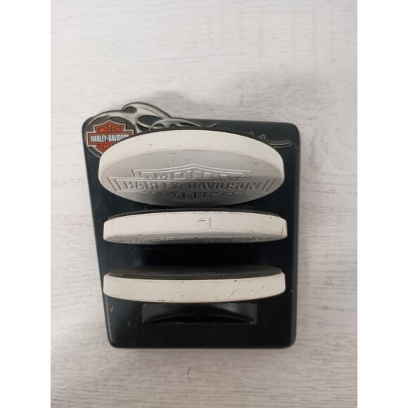 Vintage 2005 Harley Davidson Monogramed Ceramic Coaster Set of Three With Holder - Picture 3 of 10